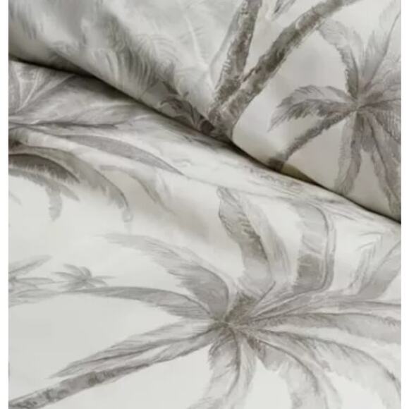 Pottery Barn EURO Palm Toile Percale Sham Gray Palm Trees Watercolor NWT - Picture 6 of 6